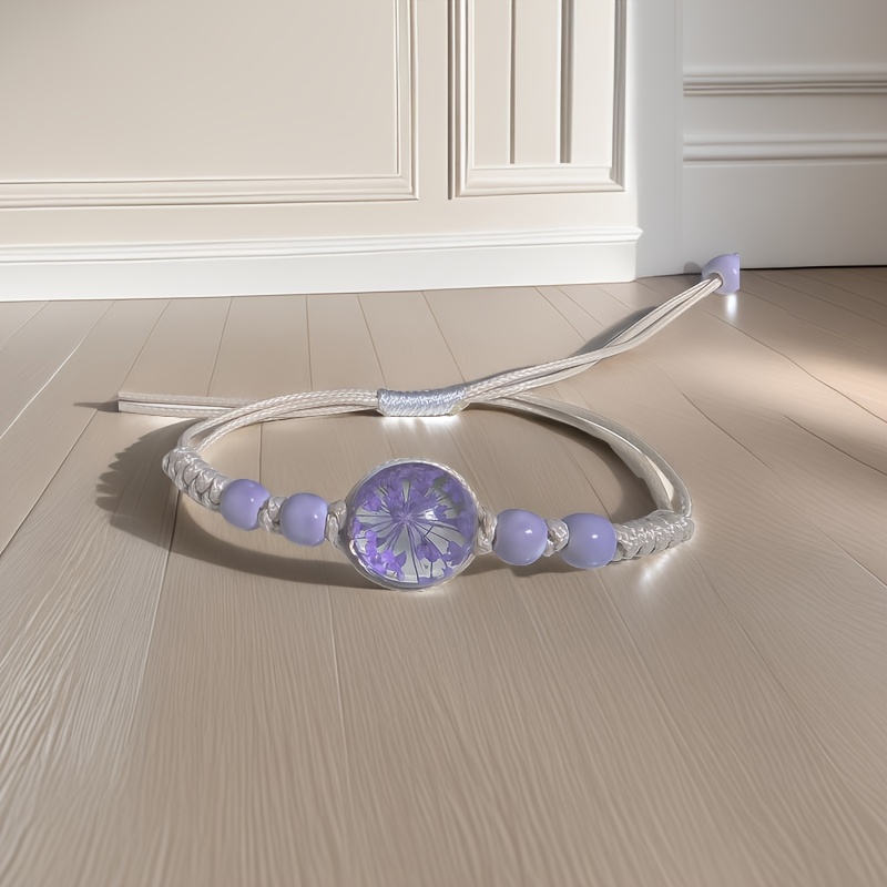 Boho Ceramic Beaded Bracelet with Amethyst Stone - Adjustable Jewelry